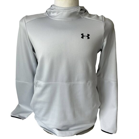 Under Armour Mens Hoodie Sweatshirt Light Gray High Neck Size Small - Picture 2 of 9